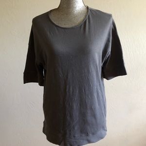Everlane Gray Crew Neck 3/4 Sleeves T-Shirt